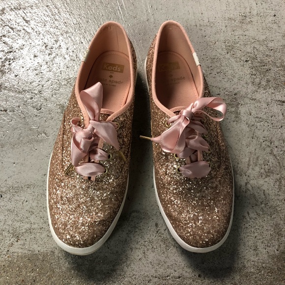 rose gold glitter kate spade keds